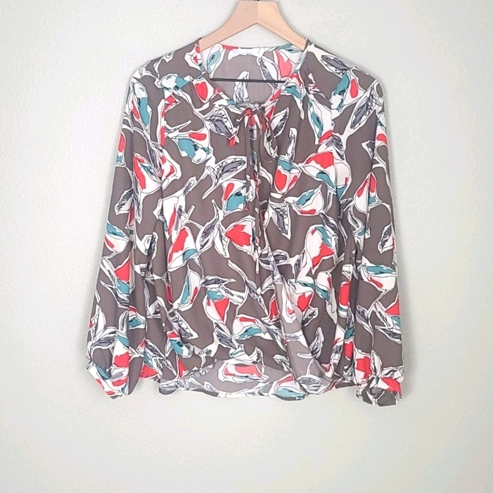 Lush Floral Surplice Wrap Longsleeve Top